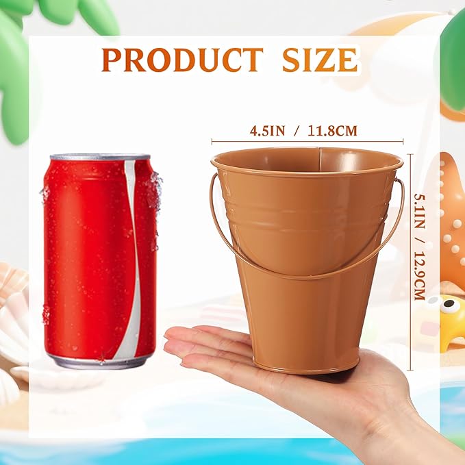Sadnyy 6 Pack Colored Small Metal Buckets with Handle, 4.5 x 5.1 Inch Mini Galvanized Tin Bucket for Back to School Classrooms Crafts Pencil Holder Boho Wedding Birthday Party Favor Decoration
