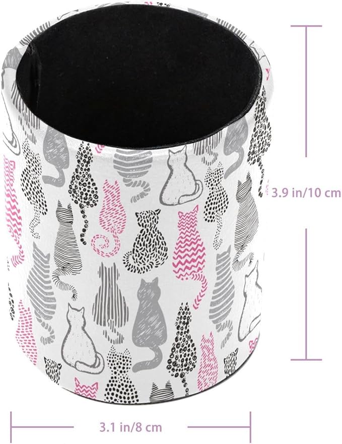 Pen Holder Stand for Desk, Pink Black Grey Cats Collection Desk Organizer Makeup Brush Holder for School, Home, Office