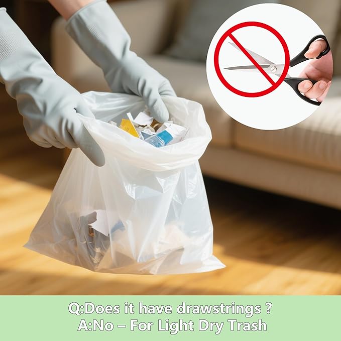 TECHSHARE 4 Gallon Small Trash Bags - 220 Count White HDPE Garbage Can Liners for Bathroom, Kitchen, Office - Strong Plastic Waste Basket Bags, Extra Value Bulk Pack for Everyday Use