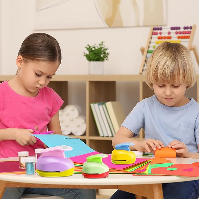 Chengu 3 Pack Craft Hole Punch 2,1 and 5/8 Inch Punch Paper Punchers with 10 Pcs Sticker, Cutter for Card Making Scrapbook DIY Albums Photos Office Supplies(Star)