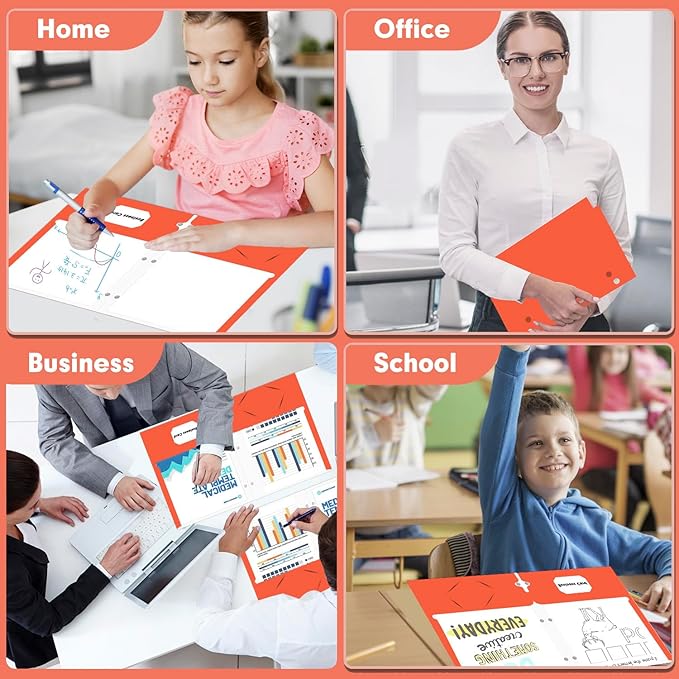 Two Pocket Portfolio Folders, PANDRI 60 Pack 3 Hole Punched 2 Pocket Folders for 3 Ring Binder, Letter Size Paper File Folder for School Office Home Business, Red