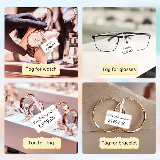 NEW1 Label Printer 2 Inch Portable Inkless Bluetooth Label Maker for Small Business, Home, School, Sticker Printer for Address, Logo, Barcode, Clothing, with Automatic Label Recognition（White）