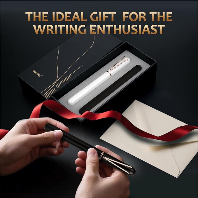 Luxury Rollerball Pen Gift - 2 Pack Roller Ball Pen for Men & Women, 0.5mm Medium Point Black Ink Fancy Office Gift Pen Set,Quick-Dry Smooth Writing Nice Metal Pen for Professionals, Journaling