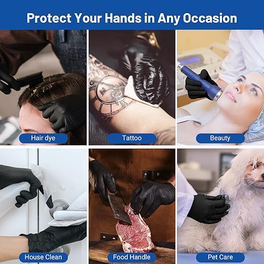 JMU Black Nitrile Gloves 200/Box, 3.5Mil Disposable Nitrile Exam Gloves, Latex Free Powder Free, Food Safe Gloves, XS