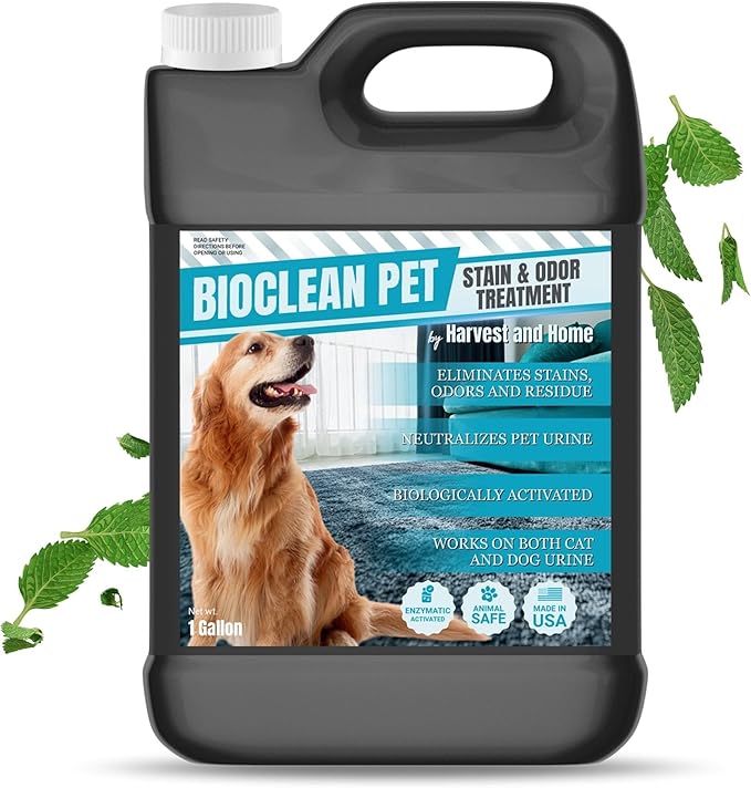 Carpet Cleaner and Deodorizer for Pets - Stain and Odor Treatment | Neutralizes Urine Stains and Eliminates Smell & Residue, Made in The USA - Biocelan Pet by Harvest and Home - 1 Gallon