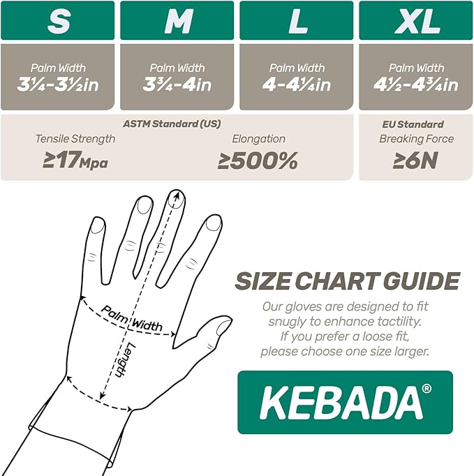 Kebada Nitrile Gloves D1, Nitrile Disposable Gloves for Cleaning, Food Prep, Industrial Grade, Non-Sterile, Food Safe, Powder & Latex Free, Touchscreen, Blue, 1000 CT, Small (Made in Vietnam)