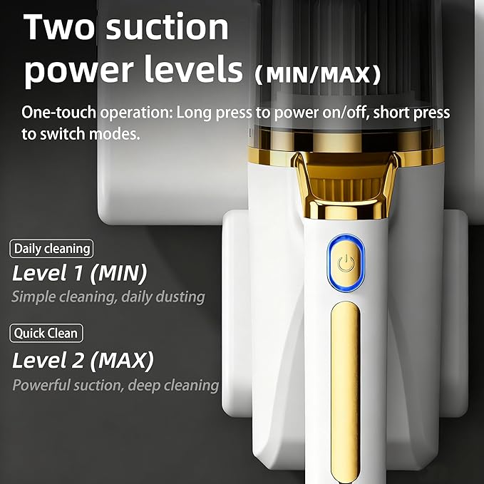 Evoliq Mattress Vacuum Cleaner, 14Kpa Bed Vacuum Cleaner with 253.7nm UV-C Light, Versatile Wireless Handheld Vacuums with HEPA Filter and USB-C Charging Port for Bed, Sofa, Clothes, Crib