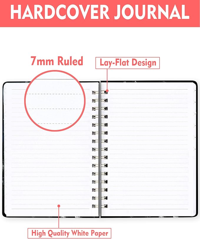 Spiral Journal Notebook for Women, Hardcover A5 College Ruled Notebook, 60 Sheet, Thick Paper, Cute Lined Journal for School, Office & Work, 6 x 8.4 in(Vintage American Flag)