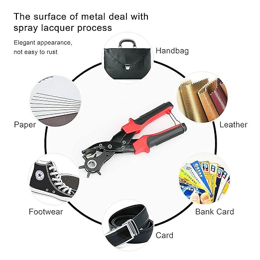 Belt Punch Pliers，Leather Hole Puncher Leather Punch Tool for Belts, Handbag Straps and More Precision Multi-Size Fabric/Leather Hole Puncher for Crafts/Easy DIY Belt Holes, etc.