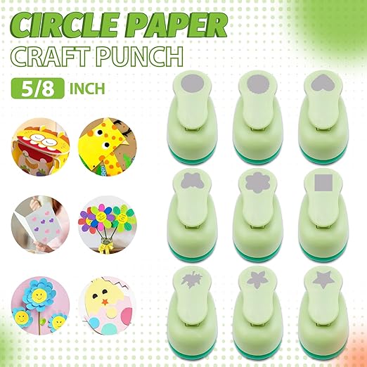 UCEC Craft Hole Punch, 9 Pcs 5/8 Inch Paper Punches for Crafting Hole Punch Shapes Hole Puncher for Crafts, Different Shape Crafting Designs for Crafting & DIY Projects