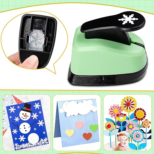 Paper Punches for Crafting, 6 Set Different Paper Punch Shapes, 0.5 Inch Heart and Circle Hole Puncher, Craft Hole Punch for DIY Handmade, Crafting Scrapbook Tools Cards Arts Fun Projects