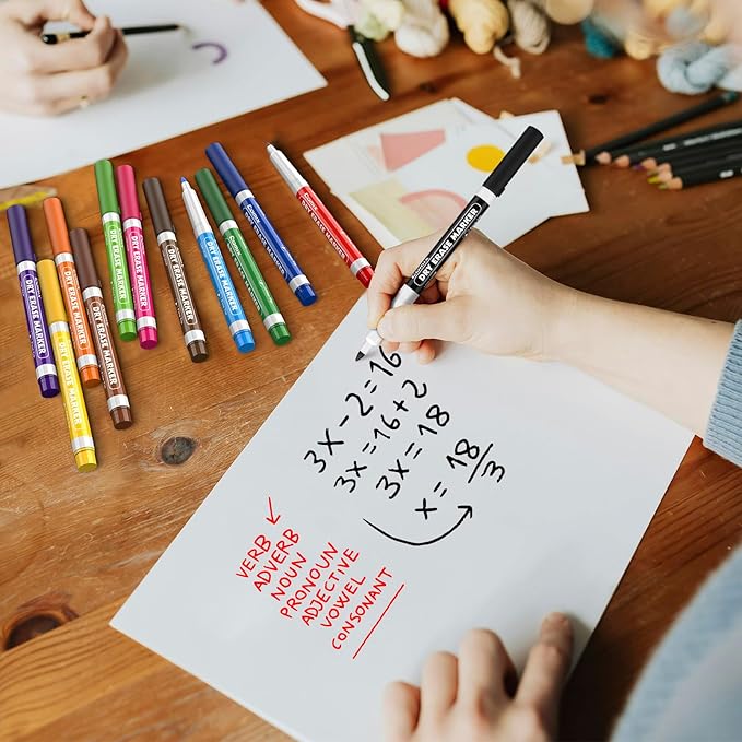 Comix Fine Tip Dry Erase Markers, Low Odor Whiteboard Markers, 36 Bulk 4 Assorted Colors Markers for Kids Teachers Office & School Supplies