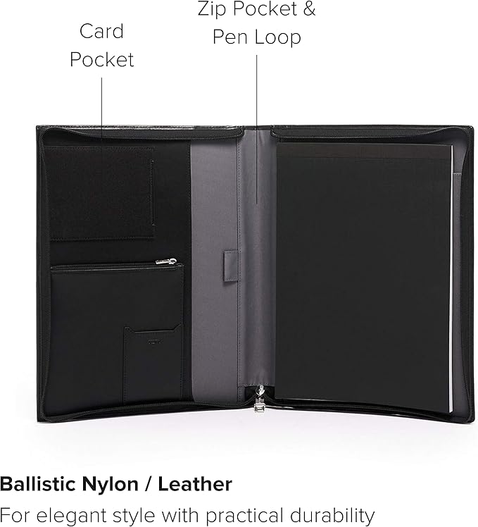 TUMI - Alpha Zip-Around Letter Pad - Ballistic Nylon Material - Durable Letter Pad Notebook Case - 13.3" X 10.3" X 1.0" - Black