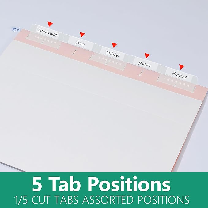 Hanging File Folders,25 Pack Reinforced Hang Folders Letter Size,Adjustable 1/5-Cut Tabs,Designed for Bulky Files,Filing Cabinet(7611U)