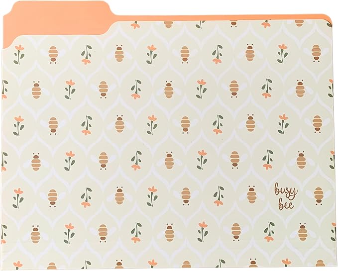Steel Mill & Co Cute File Folders, Set of 9, Document Organizer for Filing Cabinet, Decorative Letter Size Files, Bees