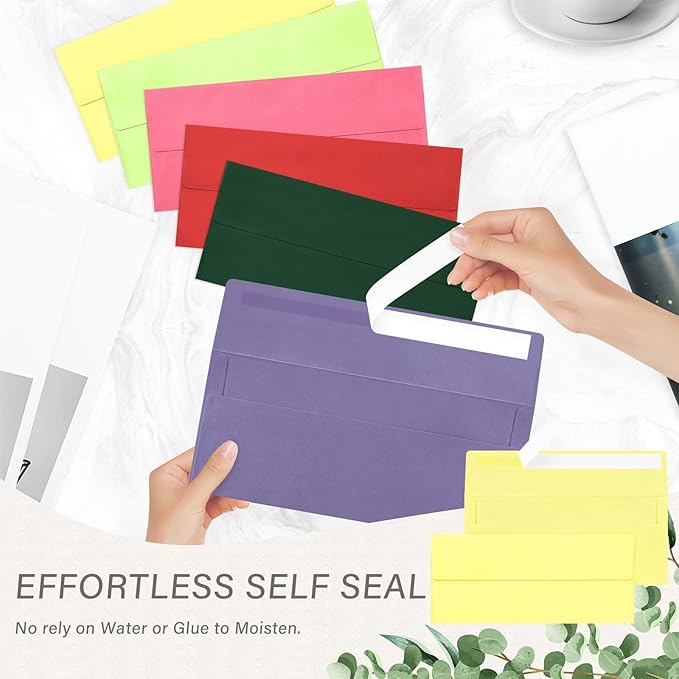 50 Pack #10 Business Envelopes, Self Seal Standard Light Yellow Envelopes for Secure Business & Legal Mailing, Office, Checks, Letter, Invoices, 4 1/8 x 9 1/2 Inches