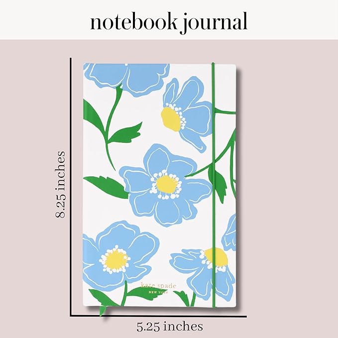 kate spade new york Take Note Large Notebook Journal, Green Cloth Hardcover Journal, Diary Includes 168 Lined Pages, Sunshine Floral