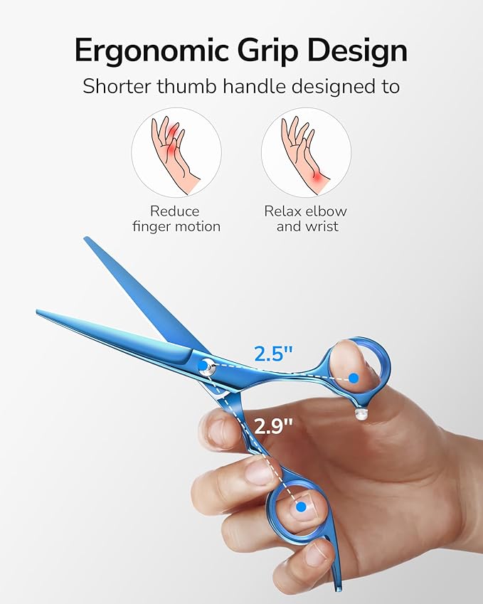 ULG Hair Cutting Scissors, Professional Hair Scissors 6.5 inch Right-Hand Razor Edge Barber Shears Salon Hair Cutting Shears Made of Japanese Stainless Steel, Hand Sharpened Navy