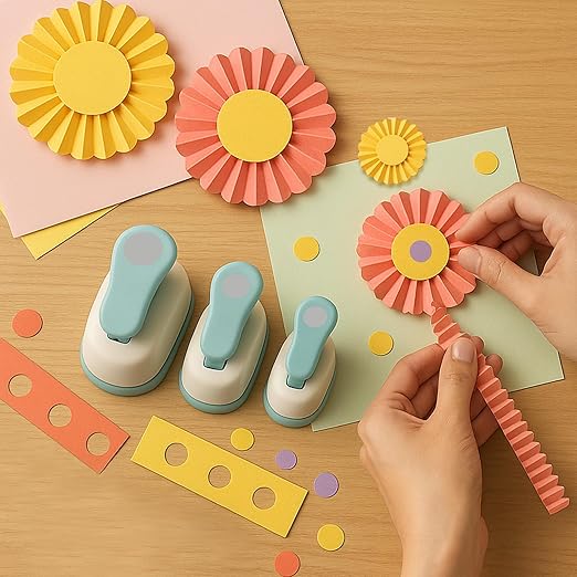 LOVEINUSA 3PCS Circle Hole Punch, Different Size（1+ 5/8 + 3/8 Inch） of Scrapbooking Paper Cutter Crafting, Designs for Office Junk Journal Supplies, Card Making, DIY Albums, Photos, Circle Cutter