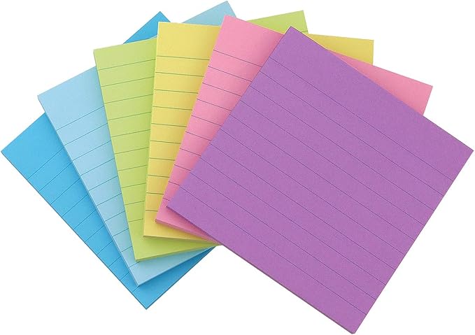 Early Buy Lined Sticky Notes with Lines 4x4 Self-Stick Notes 6 Candy Color 6 Pads, 60 Sheets/Pad