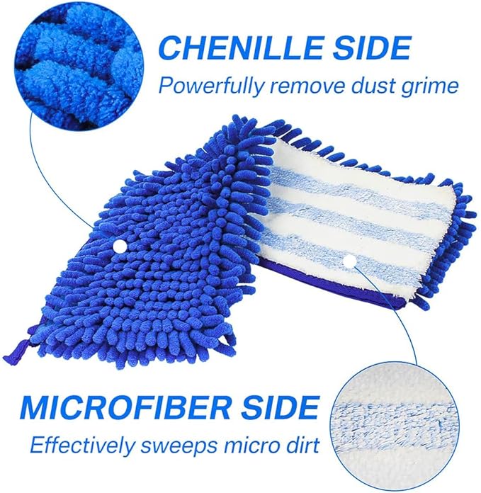Microfiber Mop Pads,Dust Mop Replacement Head Compatible with O-Cedar Dual-Action,Microfiber&Chenille Mop Replace Head,Dust Mop Refill (Pack of 6) (6)