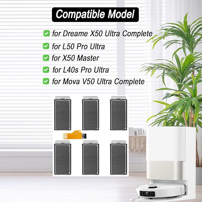 Filters for Dreame X50 Ultra Complete, L50 Pro Ultra, X50 Master, L40s Pro Ultra, for Mova V50 Ultra Complete Vacuum Cleaner, X50 Ultra complete Accessories 6 Filters