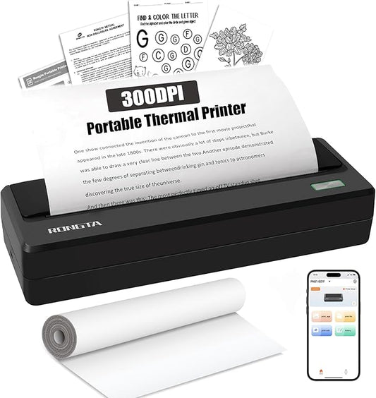 Portable Printer Wireless, Bluetooth WiFi Printers for Home Use, Small Inkless Thermal Printer for Travel, Supports 8.5" x 11" US Letter&A4 Size, Compatible with Android iOS Phone Laptop (Dark Grey)