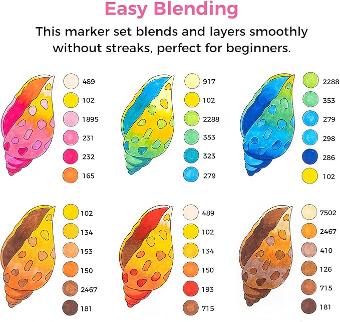 Ohuhu Alcohol Markers Brush Tip: Double Tipped Art Marker Set for Artists Adults Drawing Sketching Illustration - Brush Chisel Color Markers - Pack with 94 Vibrant Colors 2 Marker Cases 2 Blenders