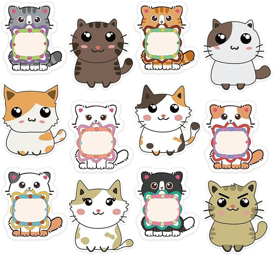 600Pcs Cute Cat Sticky Notes, Cartoon Cat Animal Sticky Notes Kawaii Sticky Note Pads Self-Stick Memo Pads Cat Shapes Memo Notes for Cat Lovers Students Home Office School Supplies