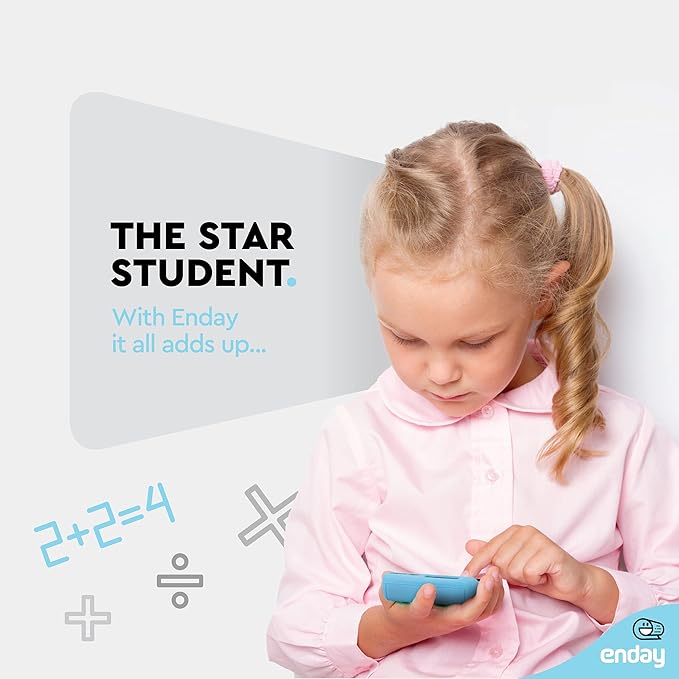 Calculator Blue, Basic Small Solar and Battery Operated, Large Display Four Function, Auto Powered Handheld Calculator School and Kids Available in Green, Red, Purple, Grey, Pink, 1 PK – by Enday