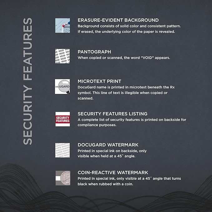 DocuGard Standard Blue/Canary 2-Part Medical Security Paper - CMS Approved for Prescription Printing & Fraud Prevention - 6 Security Features - Laser & Inkjet Printer Compatible - 250 Sheets (04544)