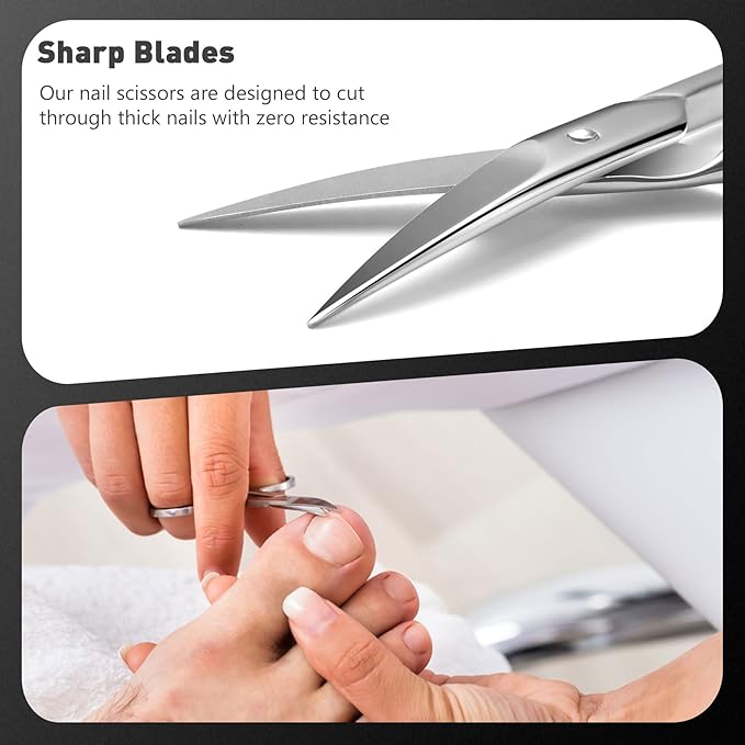 BEZOX Nail Scissors with Sharp Curved Blade - Nail Maintenance Toenail and Fingernail Scissor with Ergonomic Design for Men & Women
