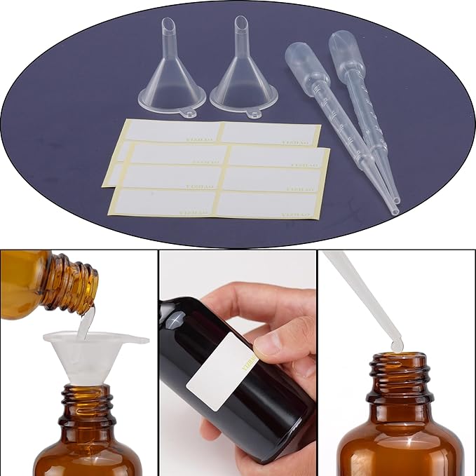 YIZHAO Amber Glass Spray Bottles 2oz, with Small Fine Mist Spray, Metal Cap, Refillable for Essential Oil,Travel,Cleaning,Perfume,Aromatherapy,Makeup – 12 Pcs