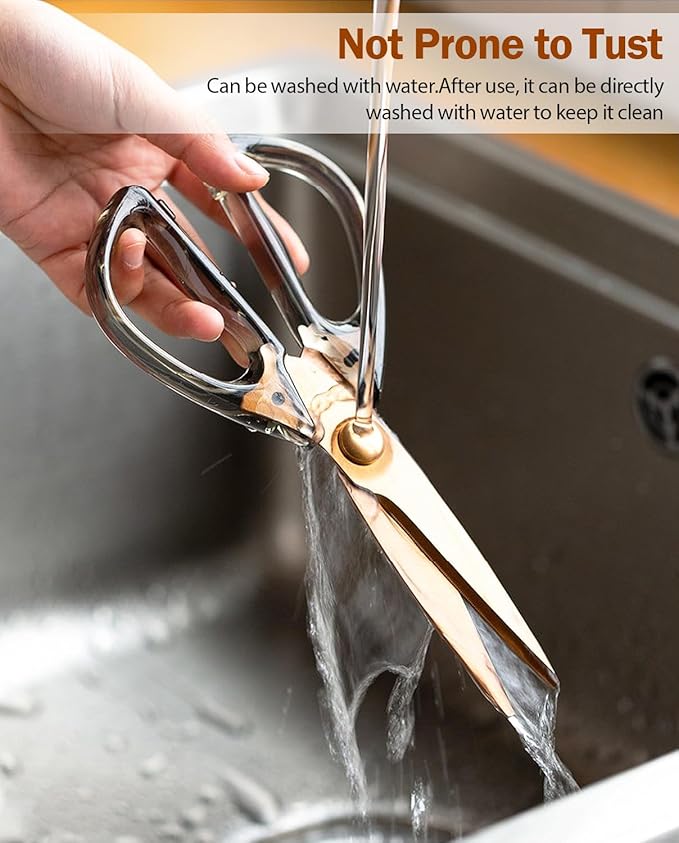 Kitchen Scissors All Purpose, ARCHIKING Kitchen Shears Cooking Scissor, Meat&Poultry Shears,Acrylic Handle Stainless Steel Utility Scissors with Comfort Grip Everyday Use (Brown)