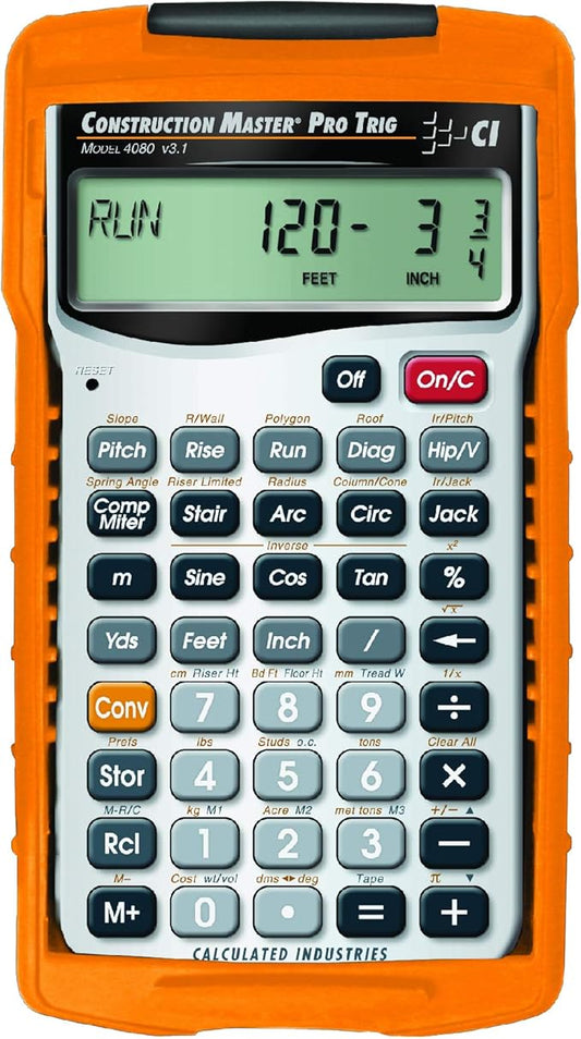 Calculated Industries 4080 Construction Master Pro Trig Advanced Construction Math Feet-Inch-Fraction Calculator with Full Trig Function for Architects, Engineers, Contractors, Estimators and Framers