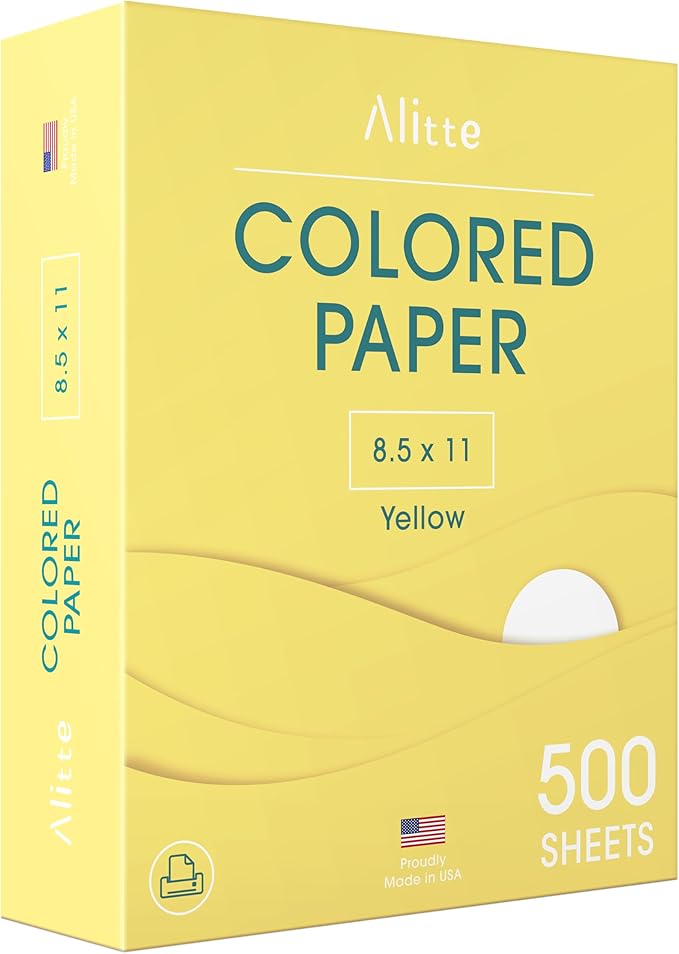 Colored Paper 500-Sheets - Yellow Paper, 8.5 x 11 Colored Printer Paper, Arts & Crafts, DIY Projects - School & Office Supplies - Pastel Copy Paper, 1 Ream, Made in the USA