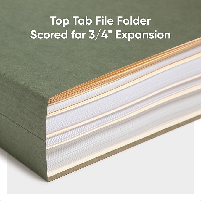 Smead Hanging File Folder, 1/5-Cut Adjustable Tab, Letter Size, Standard Green, Hanging Folders for Filing Cabinets, File Organizer Folder, 24 Per Box (92007)