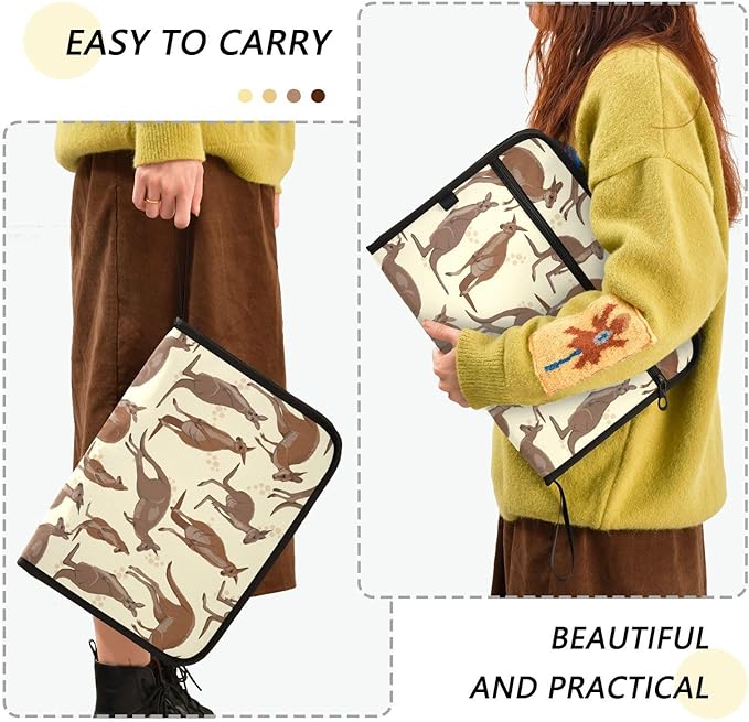 Gredecor 13 Pockets File Folder Organizer A4/Letter Water Resistant Australian Big Red Kangaroo Document Bag with Zipper Filing Folder Expanding File Pouch Storage for School Office