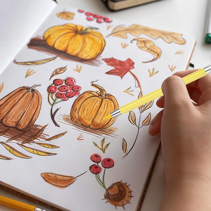 PATIKIL Forever Pencil, 6 Pcs Mechanical Sharpened Cute Metal Pencils Set for Coloring Book Sketch Drawing Writing Art Beginner, Marker Yellow