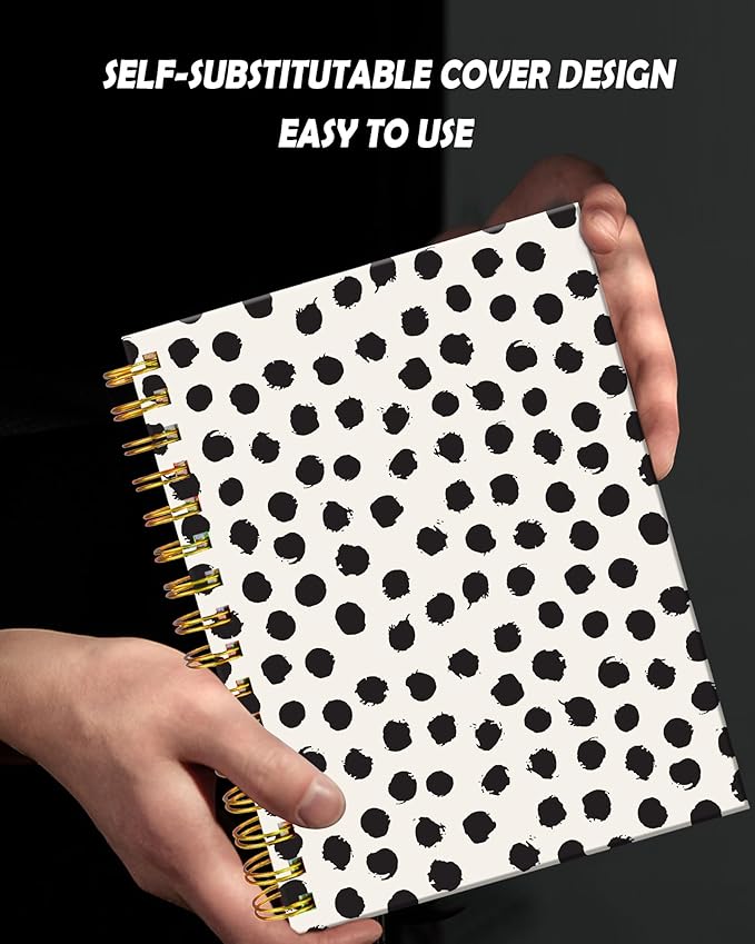 Spiral Journal Notebook for Women,A5 College Ruled Notebooks 6"x 8.4", 120 Pages Lined Journal with Premium Thick Paper,Perfect for School Office Home Gifts(Cute Polka Dot)