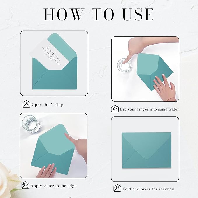 Shimmery Blue Envelope A7-100 PCS Goefun V Flap Invitation Envelopes for Wedding, Announcements, Mailing, Greeting Cards, 5.25 x 7.25 inches