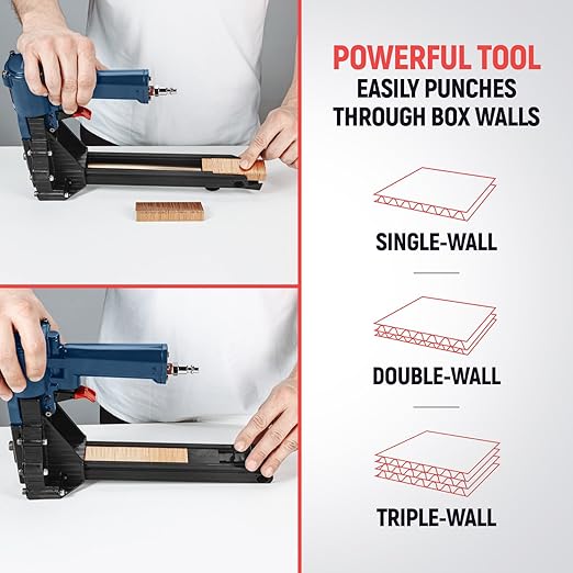 IDL Packaging ADCSY-19-32 Heavy-Duty Pneumatic Staple Gun for 1 1/4" (32 mm) Crown Staples - Heavy-Duty Air Powered Stapler - Professional Air Pressure Staple Gun for Fast Box Closing