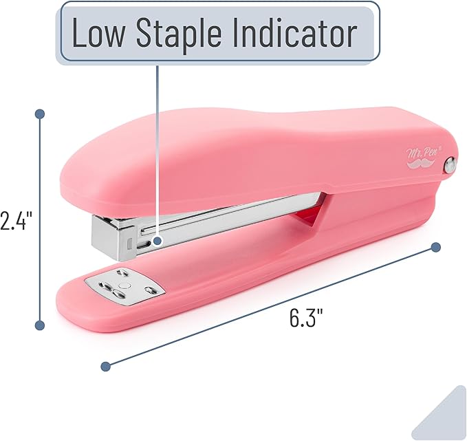Mr. Pen- Staplers for Desk, 2 Pack With 200 Staples, 20 Sheet Capacity, Pink, Office Stapler Set
