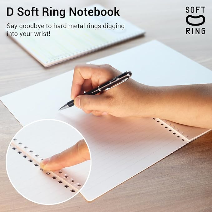 Kokuyo Spiral Notebook Journal, 4 Pack Campus B5 Soft Ring Notebooks with Dotted A 7mm Rule, 40 Sheets, Aesthetic 1 Subject Notebook in Blue Pink Yellow Green, College Office Note Taking. Japan Import