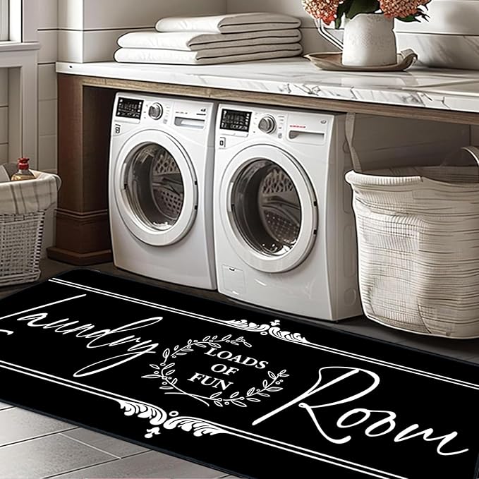 Laundry Room Rug Runner 24"X72" Non Slip Farmhouse Mats Organization and Washable Floor Long Rugs for Laundry Room Accessories Mudroom Kitchen Bathroom Area Rugs Decor