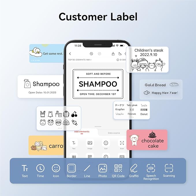 NIIMBOT 2 Rolls Labels for B1/B21/B31 Label Maker, 40 x 70 mm (1.57'' x 2.76'') 110 Labels/Roll, Thermal Label Tape for Home Office Small Business Labeling Tape Replacement(White)