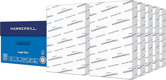 Hammermill Printer Paper, 20 lb Copy Paper, 8.5 x 14 - 10 Ream (5,000 Sheets) - 92 Bright, Made in the USA, 105015C