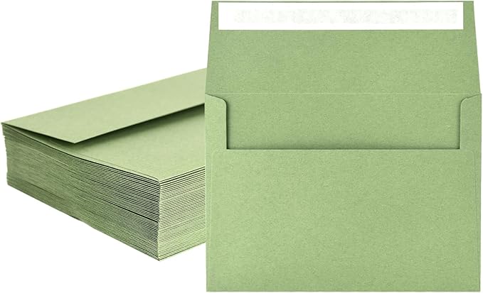 50 Pack 5x7 Envelopes for Invitations,5.25x7.25 inches,A7 Envelope Sage Green Self Seal,Printable Envelopes for Wedding,Invitation,Baby Shower,5x7 Cards