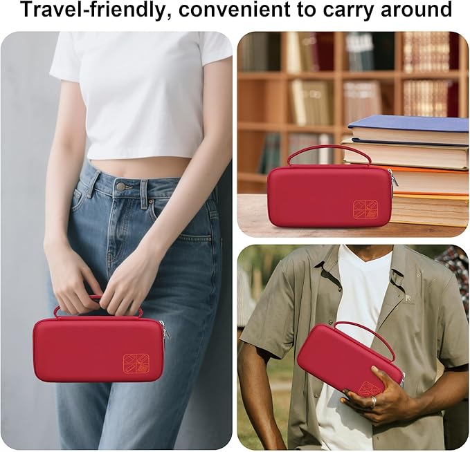 BOVKE Hard Travel Case for Texas Instruments TI-84 Plus CE/TI-84 Plus/TI-83 Plus CE/TI-83 Plus/Casio fx-9750GIII Graphing Calculator, Mesh Pocket for USB Cables, Manual, Pens, Accessories, Red