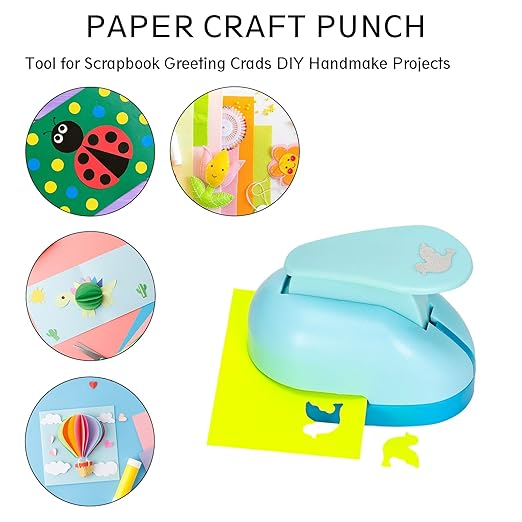 Craft Punches 8 Pack with 4 Sticker Paper, 0.6inch Hole Punch Shapes Medium Paper Punch Shapes, Craft Hole Punch for DIY Scrapbooking Nail Art Craft Punchers Supplies